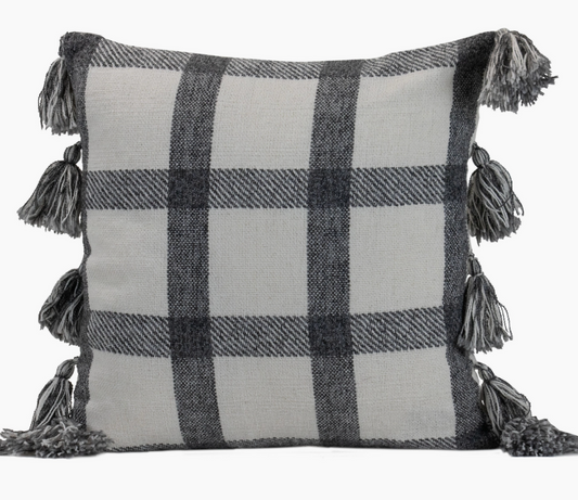 18X18  Jacque Hand Woven Pillow In Black