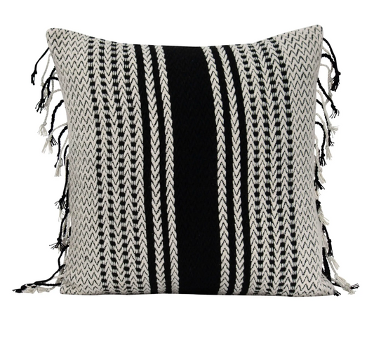 18x18  Jules Hand Woven Pillow in Black